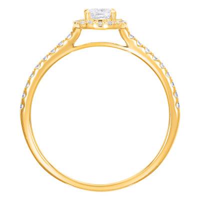 Bague Solitaire Coussin Accompagné en Or Jaune 375 et Diamants de Synthèse 0,53 ct - Amore