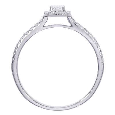 Bague Solitaire Radiant Accompagné en Or Blanc 375 et Diamants de Synthèse 0,54 ct - Amore