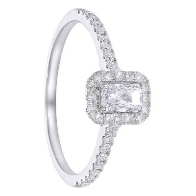 White Gold 375 Radiant Halo Solitaire Ring with Lab-Grown Diamonds 0.54 ct - Amore