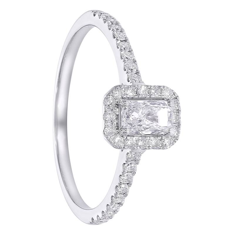 White Gold 375 Radiant Halo Solitaire Ring with Lab-Grown Diamonds 0.54 ct - Amore