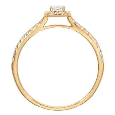 Bague Solitaire Radiant Accompagné en Or Jaune 375 et Diamants de Synthèse 0,54 ct - Amore
