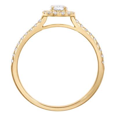 Bague Solitaire Ovale Accompagné en Or Jaune 375 et Diamants de Synthèse 0,54 ct - Amore