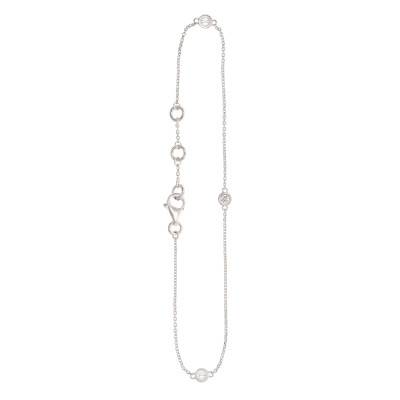 9K White Gold & Lab-Grown Diamond Chain Bracelet, Length 16 cm to 18 cm - Diamond Lady