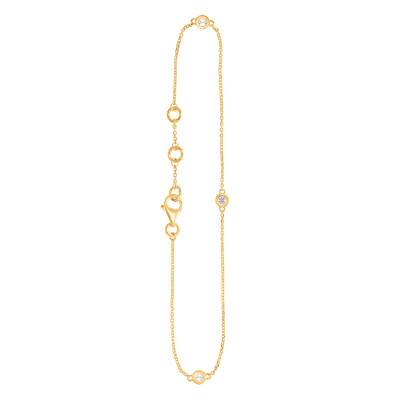 9K Yellow Gold & Lab-Grown Diamond Chain Bracelet, Length 16 cm to 18 cm - Diamond Lady
