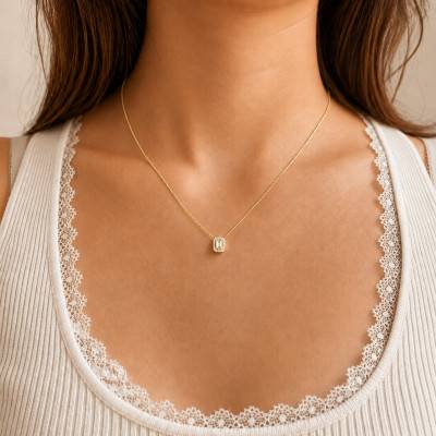 Collier en Or Jaune 750 & Diamants de Synthèse 0,40 ct, Longueur de 40 cm à 42 cm - Diamond Lady