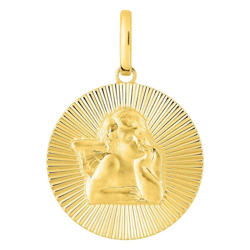 Striped Angel Medal in 375 Yellow Gold, 15 mm Diameter - Emanessence