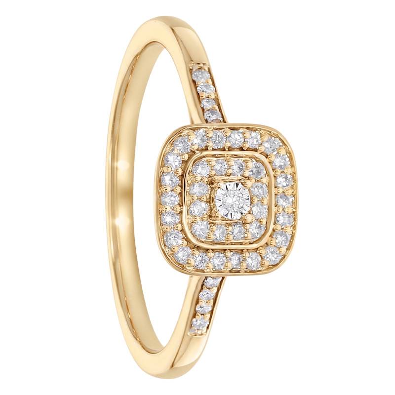 9K Yellow Gold Double Halo Lab-Grown Diamond Engagement Ring 0,20 ct - Amore