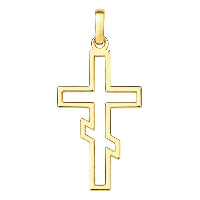 Pendentif Croix Orthodoxe Ajourée en Or Jaune 375 ou 750, 22 mm - Lumiosa