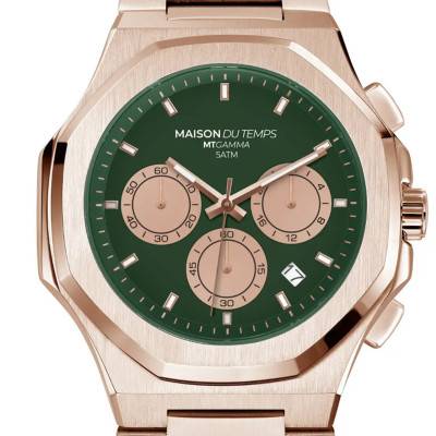 Montre MTGamma Chronographe Vert Rose Gold Acier 430-A - Maison du Temps
