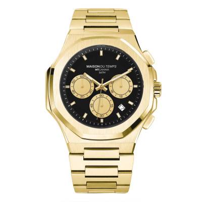 Montre MTGamma Chronographe Noir Gold Acier 431-A - Maison du Temps