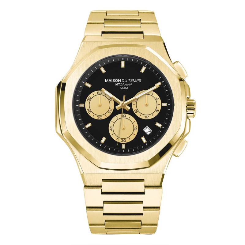 Montre MTGamma Chronographe Noir Gold Acier 431-A - Maison du Temps