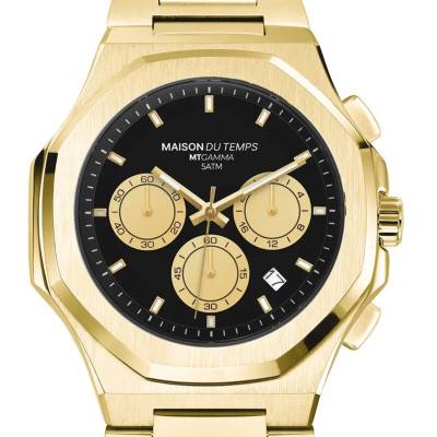 Montre MTGamma Chronographe Noir Gold Acier 431-A - Maison du Temps