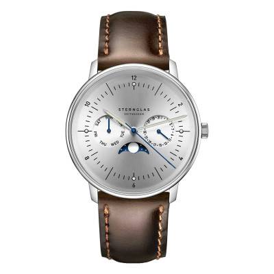 Naos Moonphase Moon Silver S01-NM52-BR03 Watch - Sternglas