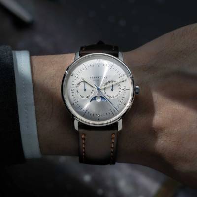 Naos Moonphase Moon Silver S01-NM52-BR03 Watch - Sternglas
