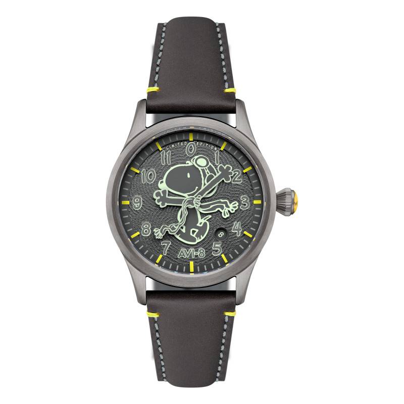 Montre Flyboy Engineer Automatic Peanuts Snoopy Flying ACE Monotone Grey Glider Limited Edition AV-4156-03 - Avi-8