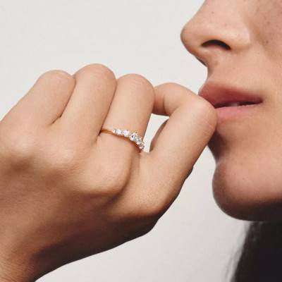Gold-Plated Metal & Round Cubic Zirconia Midnight Sky Ring - TR2551-M01-14 - Thomas Sabo