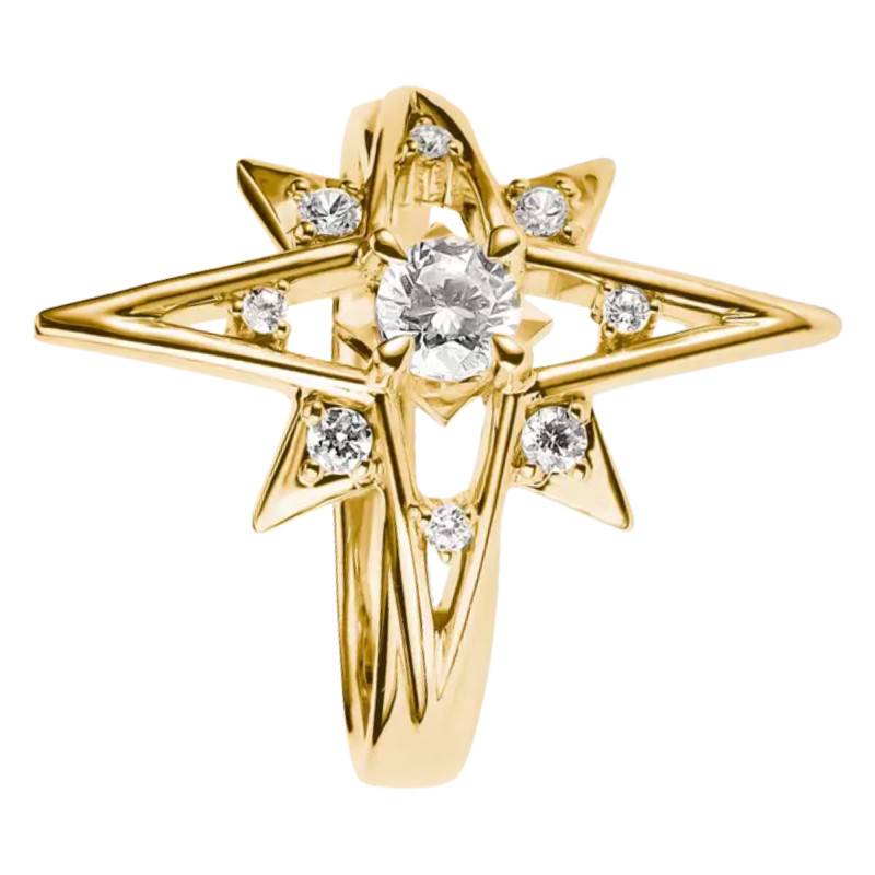 Gold-Plated Metal & White Cubic Zirconia Midnight Sky Star Ring - TR2550-M01-14 - Thomas Sabo