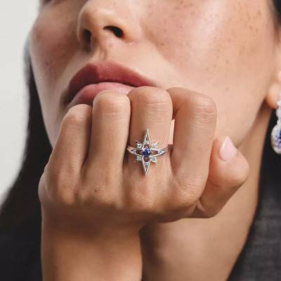925/1000 Silver, Blue Crystal & Cubic Zirconia Midnight Sky Star Ring - TR2550-166-1 - Thomas Sabo