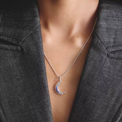 Pendentif Midnight Sky Lune en Argent 925, Cristaux & Oxydes de Zirconium Blancs et Bleus - PE1020-166-1 - Thomas Sabo