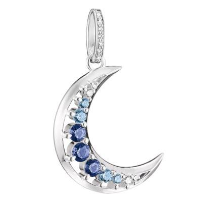 Pendentif Midnight Sky Lune en Argent 925, Cristaux & Oxydes de Zirconium Blancs et Bleus - PE1020-166-1 - Thomas Sabo