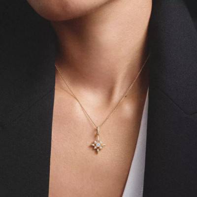 Midnight Sky Star Gold-Plated Metal & White Zirconium Oxide Necklace, Length 45 cm to 50 cm - KE2394-M01-14 - Thomas Sabo
