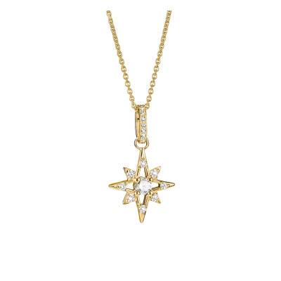 Midnight Sky Star Gold-Plated Metal & White Zirconium Oxide Necklace, Length 45 cm to 50 cm - KE2394-M01-14 - Thomas Sabo