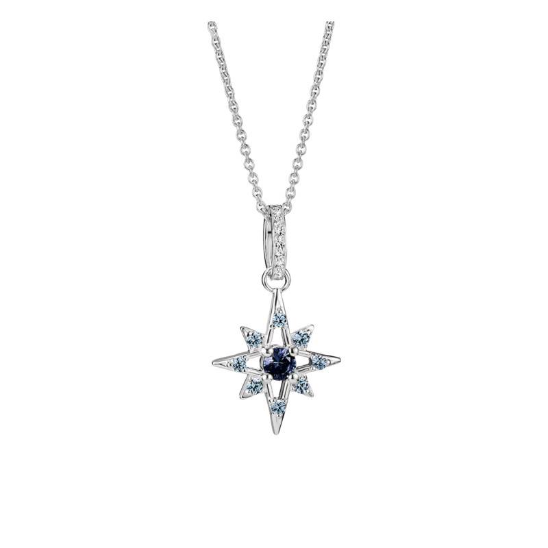 Midnight Sky Star Necklace in 925 Silver, Blue Crystal & Zirconium Oxides, Length 45 cm to 50 cm - KE2394-166-1 - Thomas Sabo