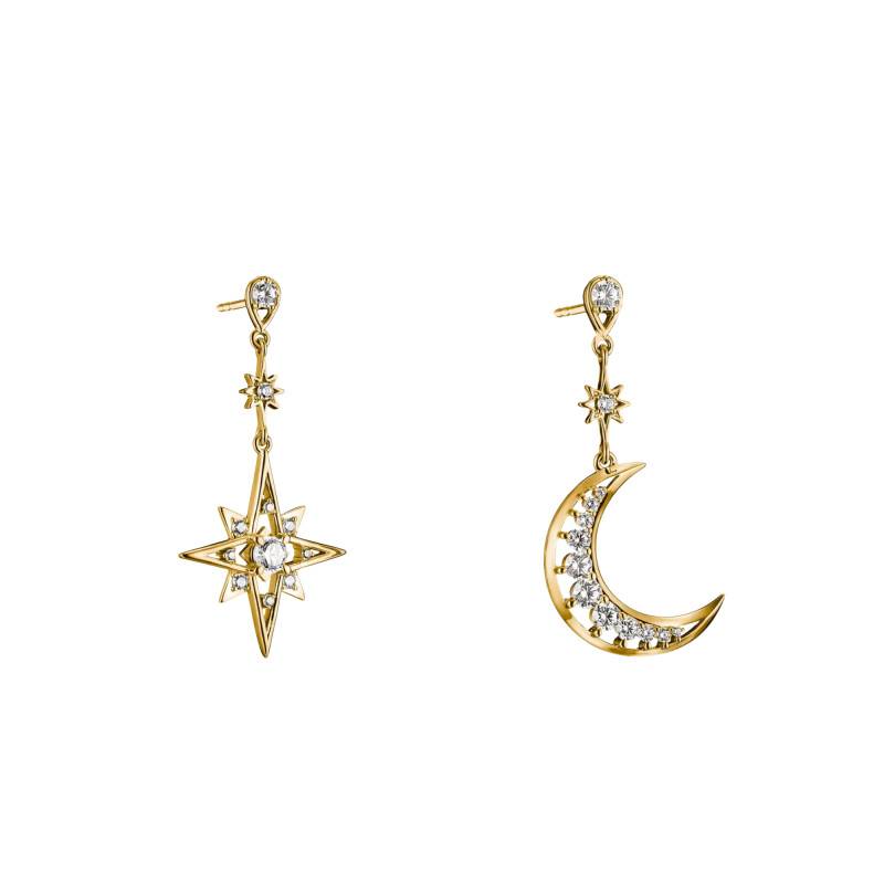 Midnight Sky White Zirconium Oxide Gold-Tone Metal Drop Earrings - H2379-M01-14 - Thomas Sabo