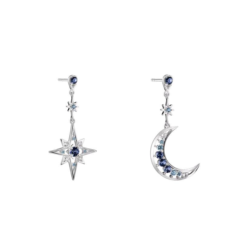 Midnight Sky 925 Silver, Crystals & Zirconia Drop Earrings - H2379-166-1 - Thomas Sabo