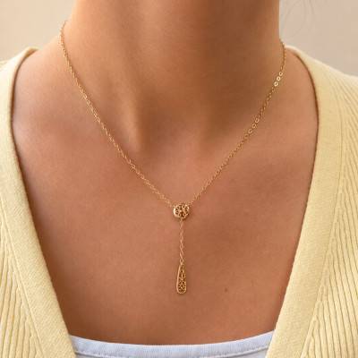 Collier Y Rond Ajouré en Or Jaune 750, Longueur 42 cm - Lucas Lucor