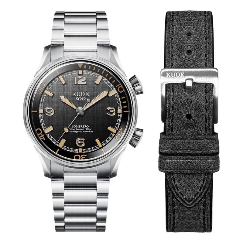 Sombrero 90-011 Black Linen Textured Dial Watch - Kuoe Kyoto