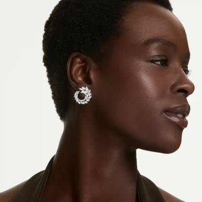 Mesmera Rhodium-Plated Metal & Zirconia Hoop Earrings - 5748008 - Swarovski