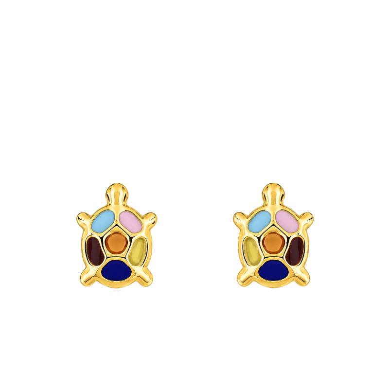 Turtle Stud Earrings in 375 Yellow Gold & Enamel - Bambins