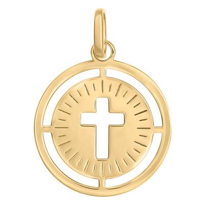Médaille Croix ajourée en Or Jaune 375, Diamètre 13 mm - Lumiosa