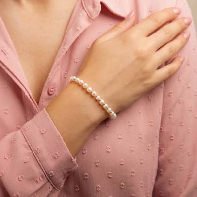 Bracelet en Or Jaune 750 & Perles de Culture, Longueur 18 cm - Emanessence