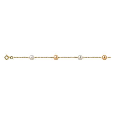 Bracelet Perle de Culture d'Eau Douce Bicolore, Longueur de 16 cm à 18 cm - Emanessence