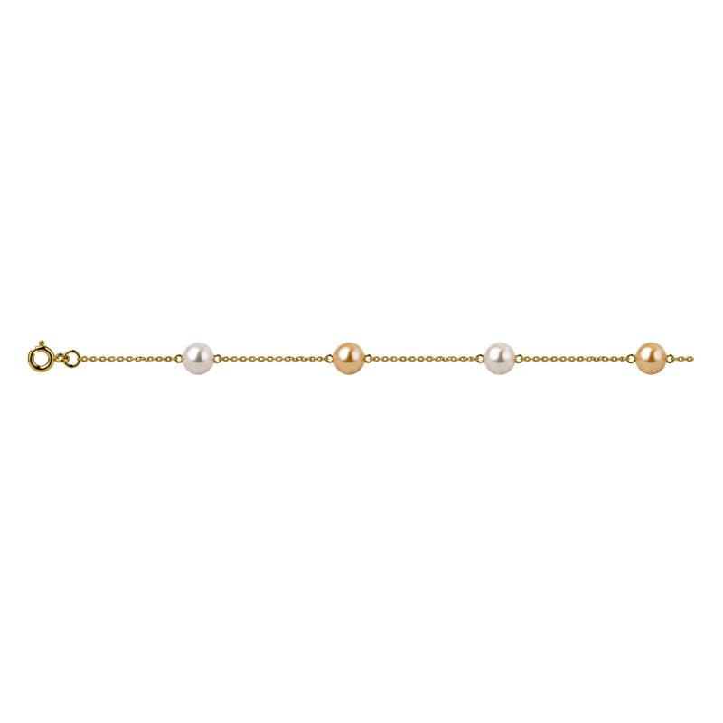 Bracelet Perle de Culture d'Eau Douce Bicolore, Longueur de 16 cm à 18 cm - Emanessence