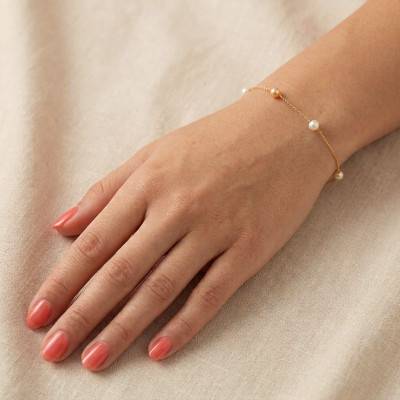 Bracelet Perle de Culture d'Eau Douce Bicolore, Longueur de 16 cm à 18 cm - Emanessence