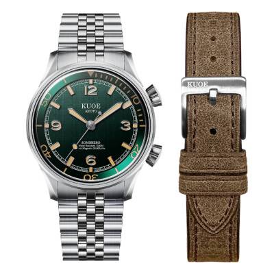 Montre Sombrero 90-011 Green Linen Textured Dial Bracelet Jubilee - Kuoe Kyoto