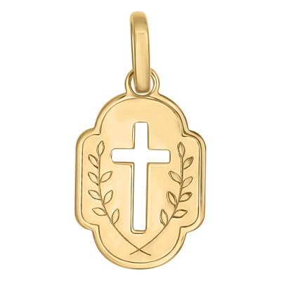 Pendentif Plaque Croix ajourée en Or Jaune 375 - Lumiosa