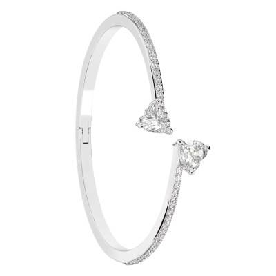 Mesmera Rhodium-Plated Metal & Zirconia Bangle Bracelet, Length 16 cm - 5518814 - Swarovski