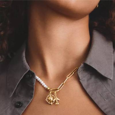 Pendentif Charm Globe Terrestre en Métal Doré & Oxydes de Zirconium - Connect - CC1348-M01-14 - Thomas Sabo