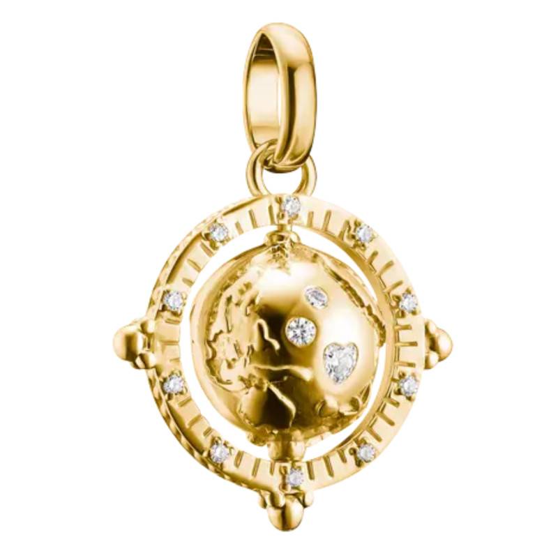 Pendentif Charm Globe Terrestre en Métal Doré & Oxydes de Zirconium - Connect - CC1348-M01-14 - Thomas Sabo