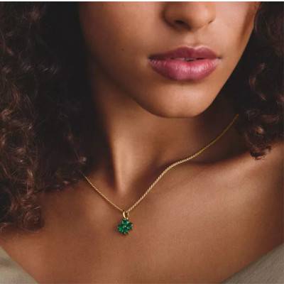 Green Nanocrystal & Gold-Toned Metal Clover Charm Pendant - Connect - CC1326-M01-6 - Thomas Sabo