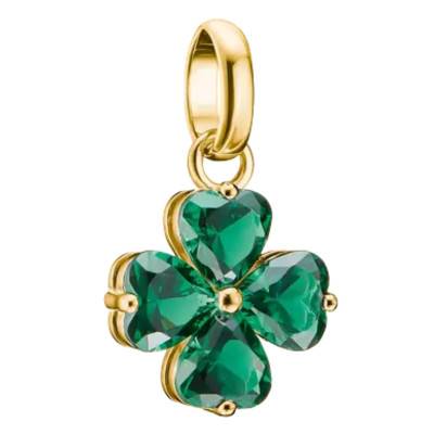 Green Nanocrystal & Gold-Toned Metal Clover Charm Pendant - Connect - CC1326-M01-6 - Thomas Sabo