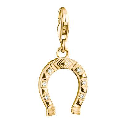 Gold-Toned Metal & Zirconia Horseshoe Charm Pendant - 2234-M01-14 - Thomas Sabo