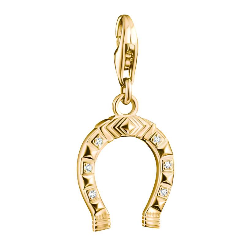 Gold-Toned Metal & Zirconia Horseshoe Charm Pendant - 2234-M01-14 - Thomas Sabo
