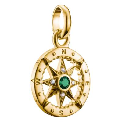 Pendentif Charm Boussole en Métal Doré & Nanocristal Vert - Connect - CC1261-M01-6 - Thomas Sabo