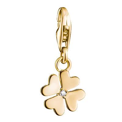 Gold-Plated Metal & Cubic Zirconia Clover Charm Pendant - 2248-M01-14 - Thomas Sabo