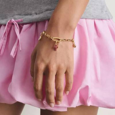 Pendentif Charm Croix en Métal Doré & Rubis de Synthèse - Connect - CC1206-M01-50 - Thomas Sabo